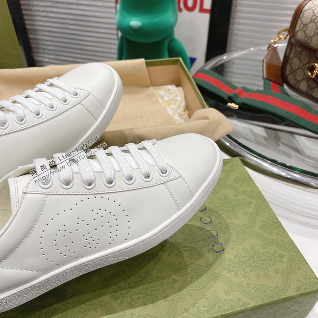 gucci頂級原版低幫鞋 古馳萬年經典情侶款小白鞋 男女款休閒板鞋 dx2757